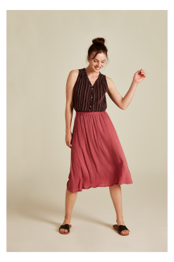 Tranquillo-midi-rok-ecovero-rose-Ditha-Bonita
