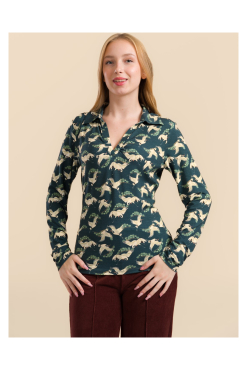 LaLamour shirt Suzy Crane dance petrol