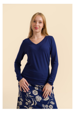 LaLamour top Lynn Ecovero plain blauw lange mouwen