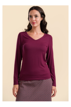 LaLamour top Lynn Ecovero plain bordeaux lange mouwen