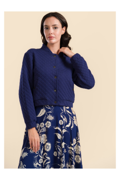 LaLamour jasje Billie kapitone-quilted biokatoen blauw