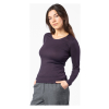 Wijnrood dames shirt met lange mouwen en ronde hals van biologisch katoen, licht getailleerd en GOTS-gecertificeerd – Living Crafts duurzaam & vegan