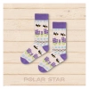 Polar Star Noorse sokken Bijen – biokatoenen Nordic sokken met bijtjes en paarse bloemen, ontworpen in Frankrijk en geproduceerd in Europa.