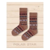 Polar Star Noorse sokken KJELL – Scandinavische biokatoenen sokken in bruin-blauw patroon, ontworpen in Frankrijk en geproduceerd in Europa