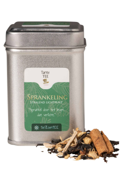 Losse zwarte winterthee Tante TEE Sprankeling (15g) met steranijs, kaneel en roze peper – warme thee met verhaal in TEEsolist-blikje
