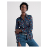Seasalt Larissa blouse Dye Strokes Dark Lugger van biologisch katoen met kreukstructuur en abstracte print in blauw, rood en aardetinten