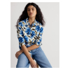 Seasalt Larissa blouse Spring Pansy Chalk van biologisch katoen met blauwe bloemenprint en knoopsluiting