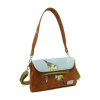 Hi-di-hi Twiggle tas cognac lichtblauw met pimpelmees borduursel, vegan clutch tas