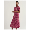 Seasalt midi jurk Mirva Inky Cowslip Wild Rose van biologisch katoen met bloemenprint en boothals