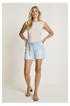Para Mi Bobby korte jeans in poederblauw met casual pasvorm en zachte denimlook