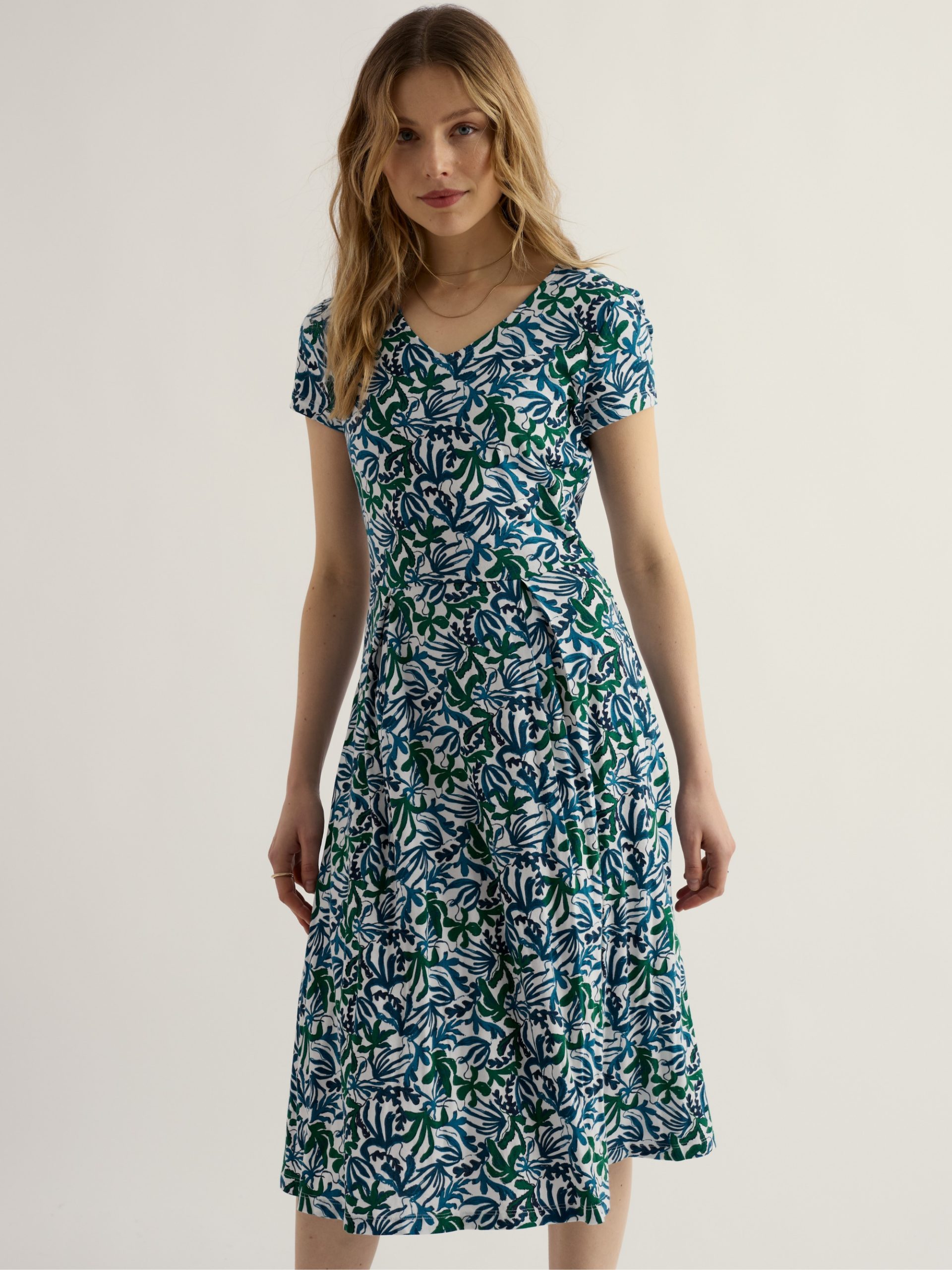 Seasalt Pier View jurk van biologisch katoen met blauwgroene print bij Ditha Bonita Conceptstore