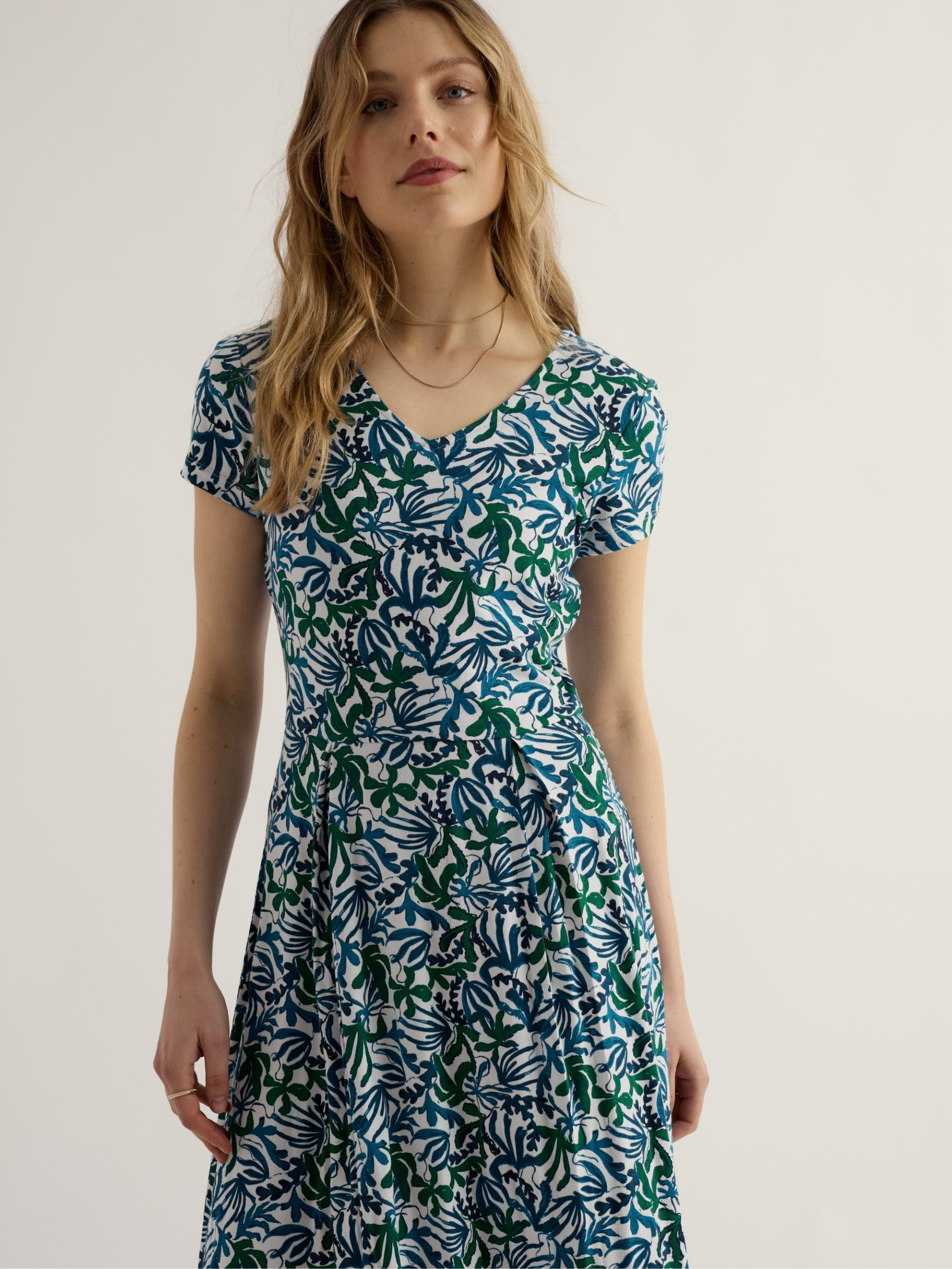 Seasalt Pier View jurk van biologisch katoen met blauwgroene print bij Ditha Bonita Conceptstore