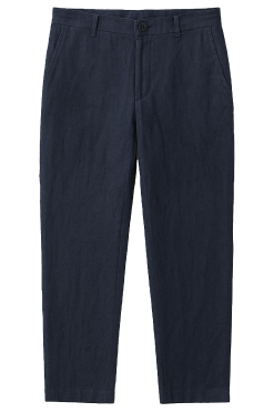 Kuyichi Darren Linnen Midnight Blue herenbroek met straight fit van linnen en biologisch katoen in donkerblauw
