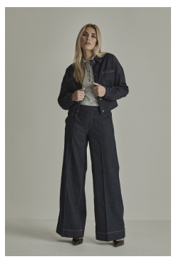 Para Mi Lizzy Pure Indigo damesjeans van 100% katoen met hoge taille en extra wijde donkerblauwe pijpen.